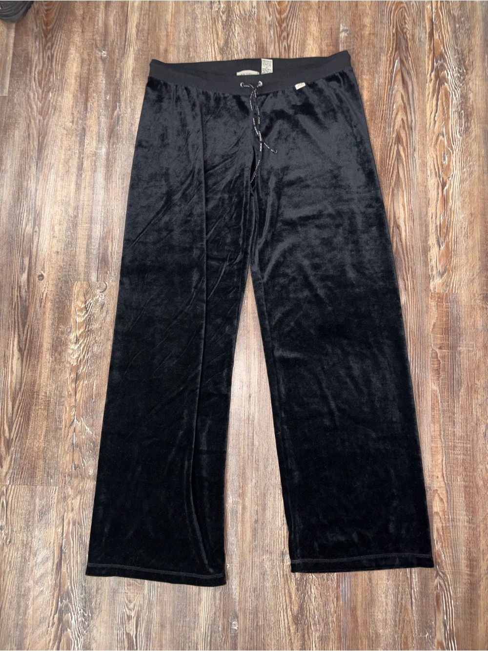 Max Sport Y2K Velour Wide Leg Black Track Pants XL Vintage Whimsigoth Punk Emo